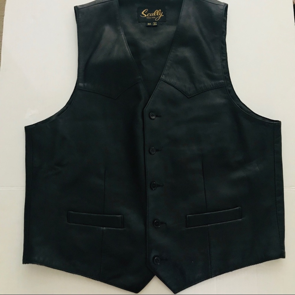 SCULLY BIKER WESTERN BLACK LEATHER VEST SIZE 44